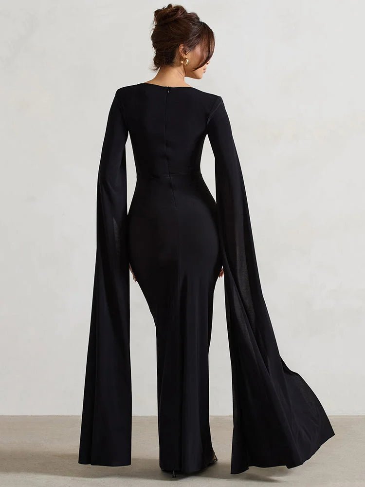 Elegant Bodycon Slit Evening Dress - HalleBeauty
